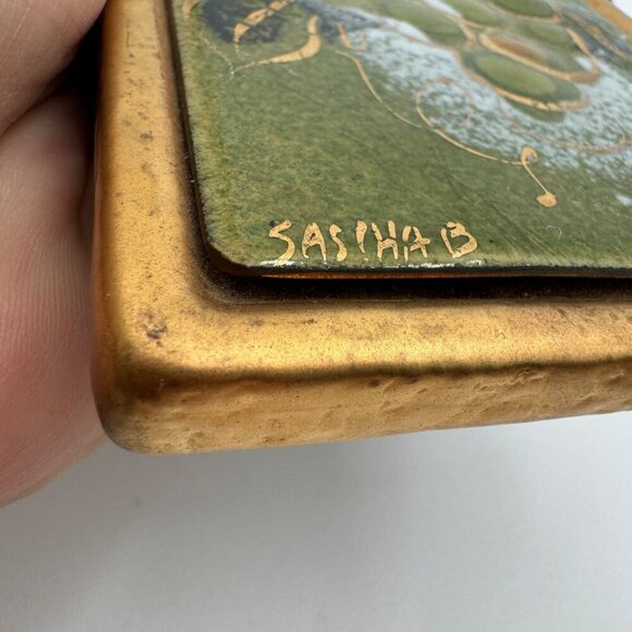 SASHA BRASTOFF  SIGNED MID CENTURY CERAMIC BOX ART Trinket - Picture 3 of 14